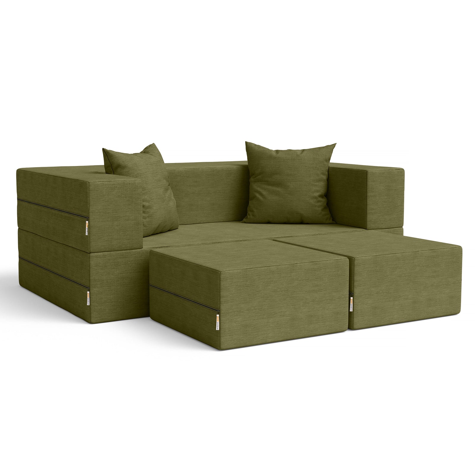 Green Zipline loveseat on white background