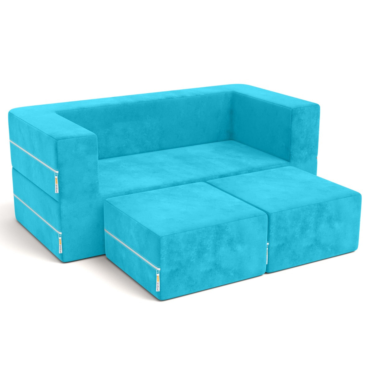 Zipline Jr Loveseat in Aqua Microsuede