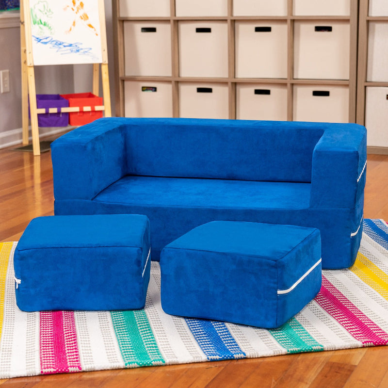 Zipline Jr Loveseat in Blue Microsuede