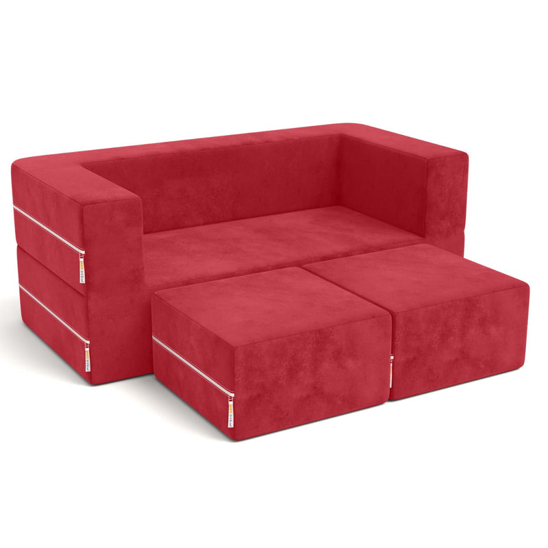 Zipline Jr Loveseat in Red Microsuede