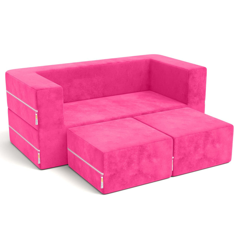 Zipline Jr Loveseat in Fuchsia Microsuede