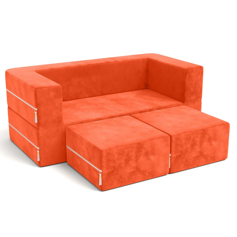 Zipline Jr Loveseat in Orange Microsuede