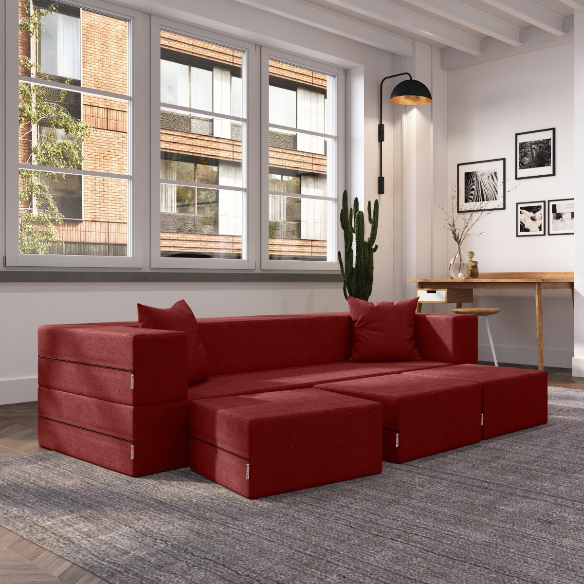 Zipline Sofa in Berry Microvelvet