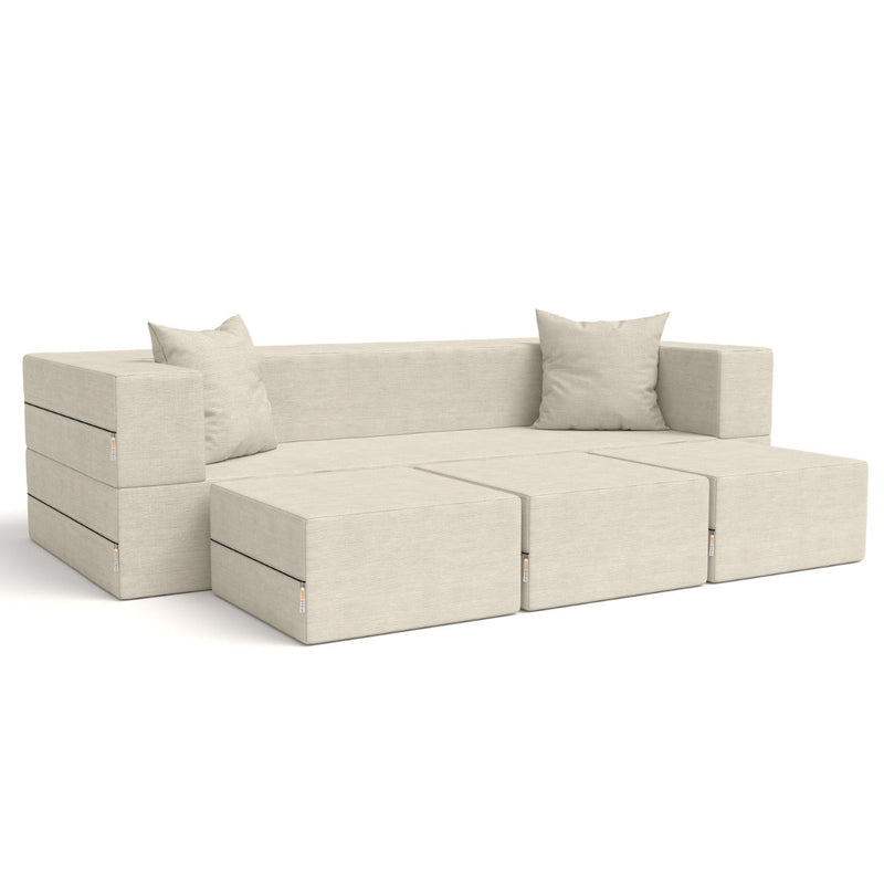Zipline Sofa in Ivory Microvelvet