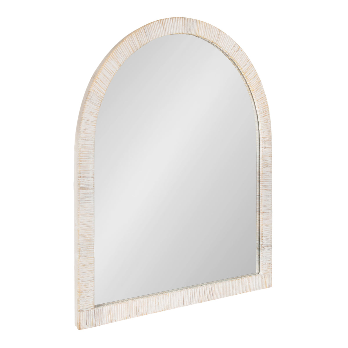 White rattan arch mirror, front view